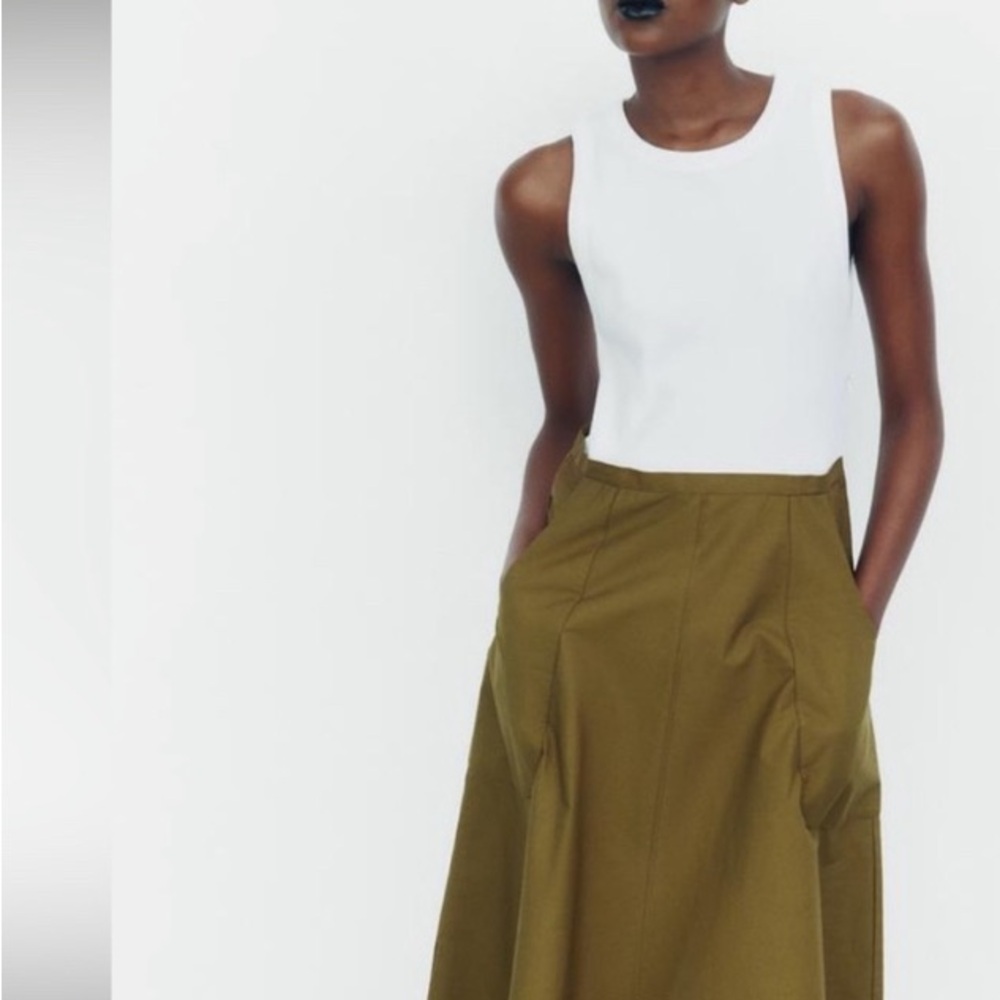 Zara Green Midi A-Line Cargo Dress